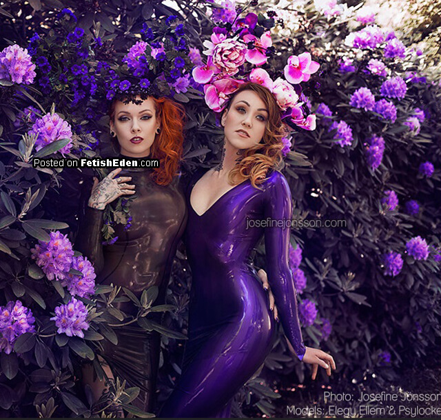 Two latex dress fairies bloom among flowers in a garden that forgets it belongs to Earth – Elegy Ellem and Psylocke